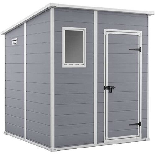 Keter 6 x 6 Manor Plastic Pent Garden Storage Shed – Grey