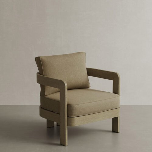N3 Oak Lounge Chair Wheat Canvas
