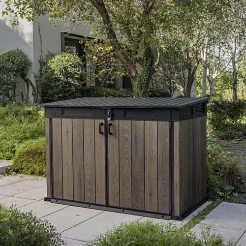 Keter Signature Decocoat Walnut 2020L Pent Garden storage 6×3 ft (H)1325mm (W)1905mm